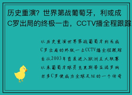 历史重演？世界第战葡萄牙，利或成C罗出局的终极一击，CCTV播全程跟踪